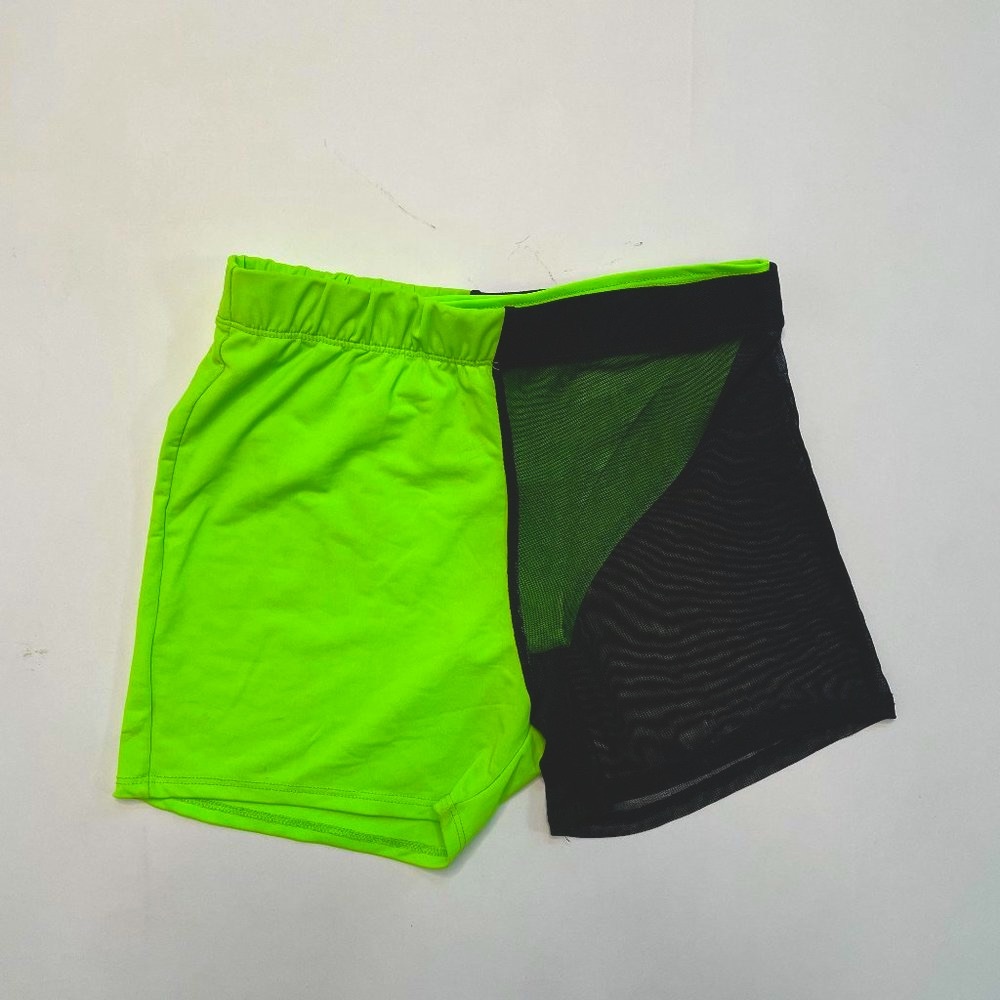 Neon Green High-Waisted Mesh Shorts